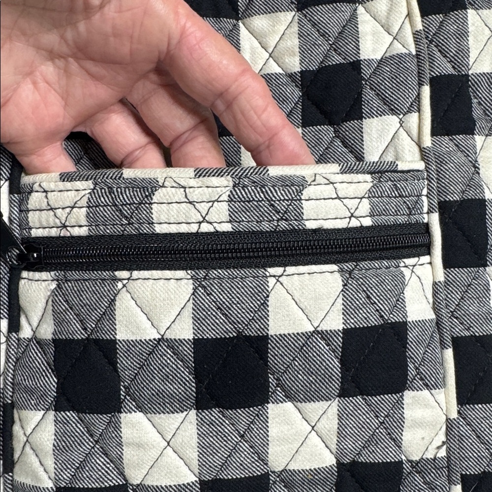 Vera Bradley black & cream Pearl Buffalo black & cream check crossbody purse. - Picture 4 of 6